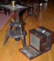 Lot 1189 - A 19th Century brass mounted oak plate camera,...