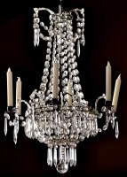 Lot 1287 - A cut glass lustre chandelier, fitted six...