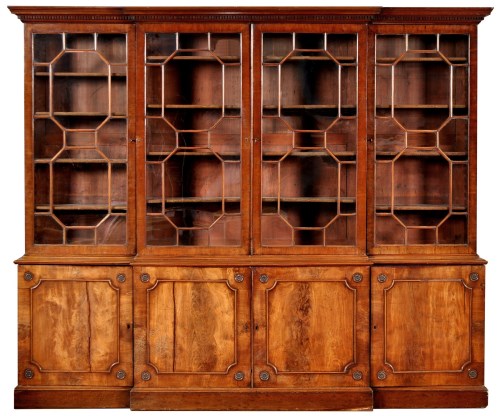 Lot 1292 - A George III mahogany breakfront bookcase, the...