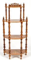 Lot 1294 - A Victorian inlaid walnut four-tier whatnot,...