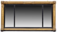 Lot 1302 - A Regency Triptych overmantel mirror, the...