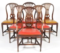 Lot 1305 - A set of six Hepplewhite period mahogany...