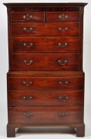 Lot 1309 - A George III mahogany chest-on-chest, the...