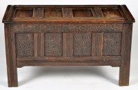 Lot 1323 - A late 17th Century style oak coffer, the...