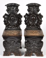Lot 1332 - A pair of 19th Century carved oak hall chairs,...