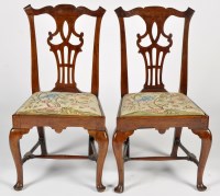 Lot 1334 - A pair of George III mahogany dining chairs,...