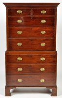 Lot 1342 - A George III mahogany chest-on-chest, the...