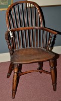 Lot 1353 - A 19th Century Windsor chair, the yew wood...