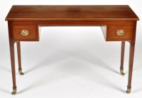 Lot 1374 - An Edwardian mahogany desk, decorated with...