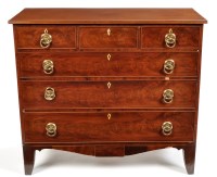 Lot 1396 - A George III mahogany chest of three short and...