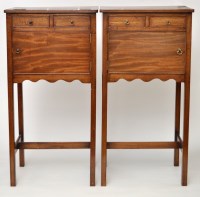 Lot 1400 - A pair of Edwardian mahogany bedside cabinets,...