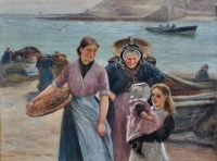 Lot 327 - Robert Jobling (1841-1923) Fisherwomen on the...