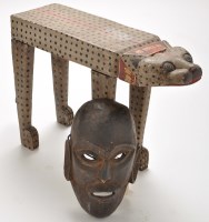 Lot 364 - An African painted wooden stool, 34cms (13...