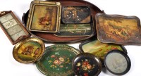 Lot 414 - A collection of trays, to include: a mahogany...
