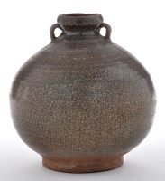 Lot 480 - Brown crackle glaze stoneware globular jar,...