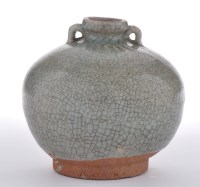 Lot 481 - Green crackle glaze guan-type globular jar,...