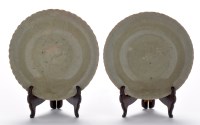 Lot 486 - Pair of Yaozhou celadon type stoneware dishes,...