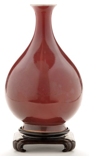 Lot 504 - Copper-red pear shaped vase, yuhuchunping, the...