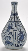 Lot 516 - Blue and white bottle vase, the body with six...