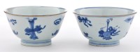 Lot 534 - Pair of blue and white bowls, the sides with...