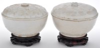 Lot 540 - Two blanc-de-chine moulded covered bowls,...