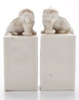 Lot 543 - Two blanc-de-chine 'beast' seals, probably...
