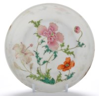 Lot 546 - Famille rose dish, with flower spray, diameter...