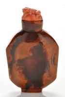 Lot 573 - Root amber faceted ovoid snuff bottle, tall...