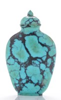 Lot 575 - Turquoise matrix flattened pear shaped snuff...