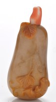 Lot 580 - Chalcedony 'gourd' shaped snuff bottle, of...