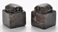 Lot 615 - Two variegated black hardstone, probably...