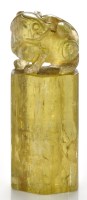 Lot 623 - Yellow Beryl 'beast' seal, its head turned...