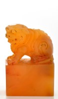 Lot 631 - 'Tianhuang' type soapstone 'beast' seal, the...