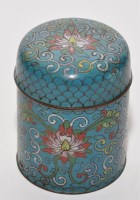 Lot 646 - Cloisonne cylindrical box and cover, the side...