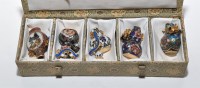 Lot 647 - Set of five gilt cloisonne hanging bottle...