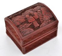 Lot 649 - 'Cinnabar' lacquer domed box and cover, with...