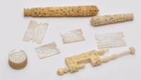 Lot 658 - 19th Century Chinese carved ivory needle case,...