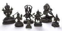 Lot 671 - Seven Hindu-Buddhist bronze metal deities, the...