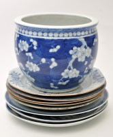 Lot 686 - Four Chinese blue and white dishes, with...