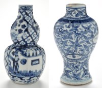 Lot 693 - Chinese blue and white double gourd shaped...