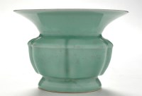 Lot 723 - Chinese celadon glaze leys jar, the body of...