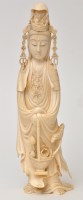 Lot 730 - Chinese carved ivory figure of Guanyin, in...