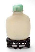 Lot 734 - Chinese pale celadon jade snuff bottle, of...