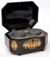 Lot 735 - 19th Century Chinese lacquer tea caddy box,...