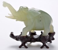 Lot 737 - Chinese 'jade' figure of an elephant, with...