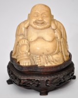 Lot 747 - Chinese carved bone figure of a seated Buddha,...