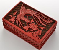 Lot 752 - Chinese 'Cinnabar' lacquer hinged box, with...