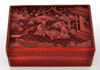 Lot 753 - Chinese 'Cinnabar' lacquer box and cover, with...