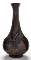 Lot 770 - Japanese Ikebana bronze vase, of pear shape...