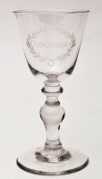 Lot 791 - A baluster goblet, the round funnel bowl...